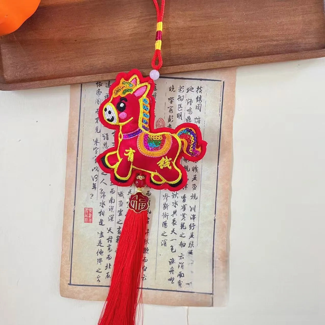Elegant Chinese Zodiac Horse Pendant: Lucky Tassel Car Decoration, Ideal Gift and Home Ornament for Spring Festival Oasis Select A3
