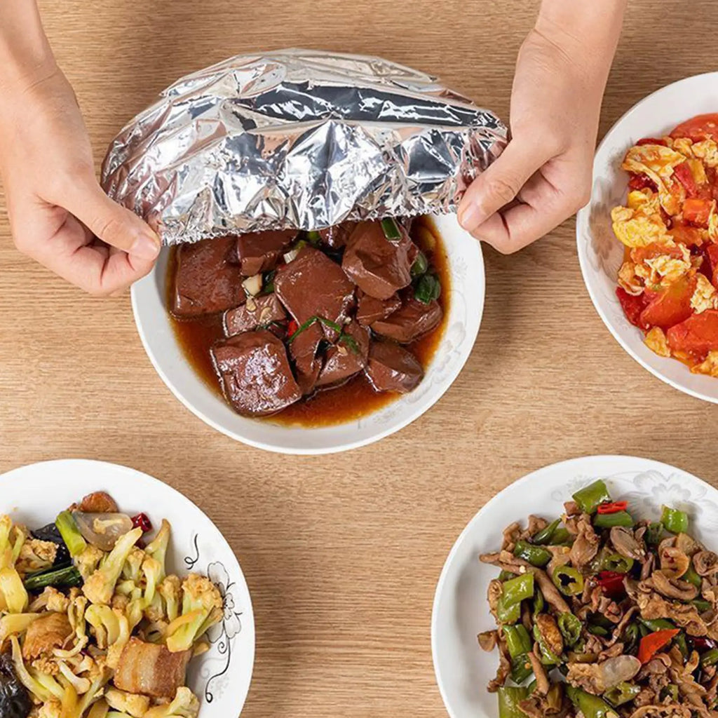 30-Pack Reusable Elastic Aluminum Foil Food Covers for Bowls Reusable Food Covers Oasis Select