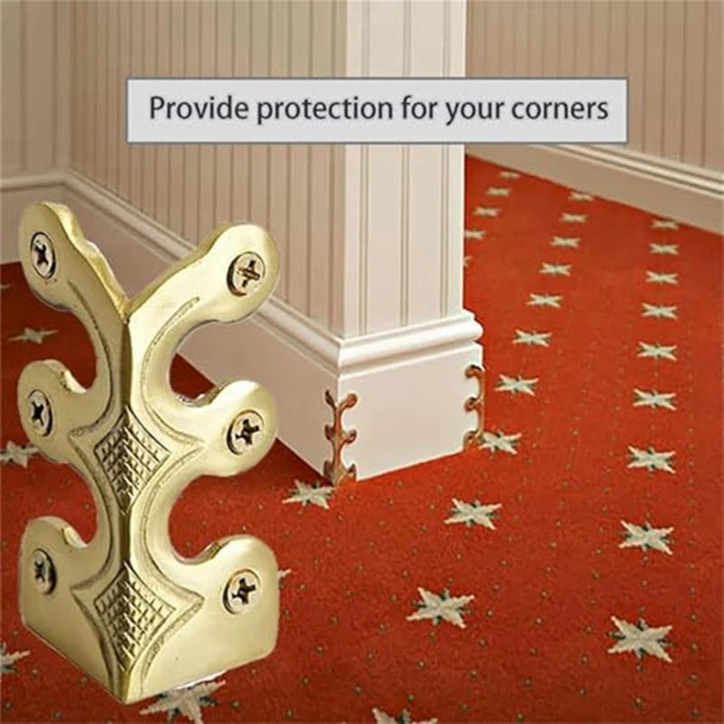 WISH 10PC Skiffers Baseboard Corner Protectors,Solid Brass Skirting Board Protectors,Baseboard Corner Protectors Oasis Select