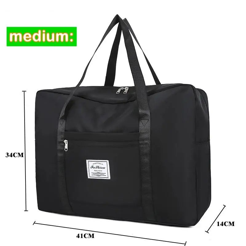 Large Capacity Functional Portable Nylon Moving Storage Bag Folding Luggage Bag Aircraft BagMulti Travel Bag Shoulder Bag Oasis Select M Black