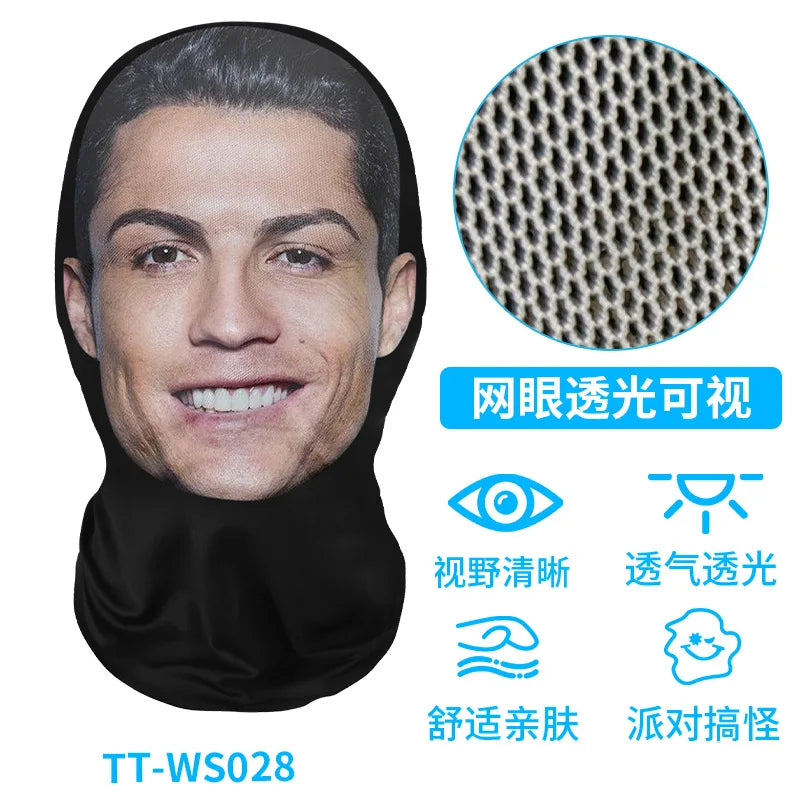 New 3D Printed Funny Mask Elastic Mesh Disguise Full Face Mask for Men Women Cosplay Headwear Hip Hop Fashion Hood Hat Headgear Oasis Select G