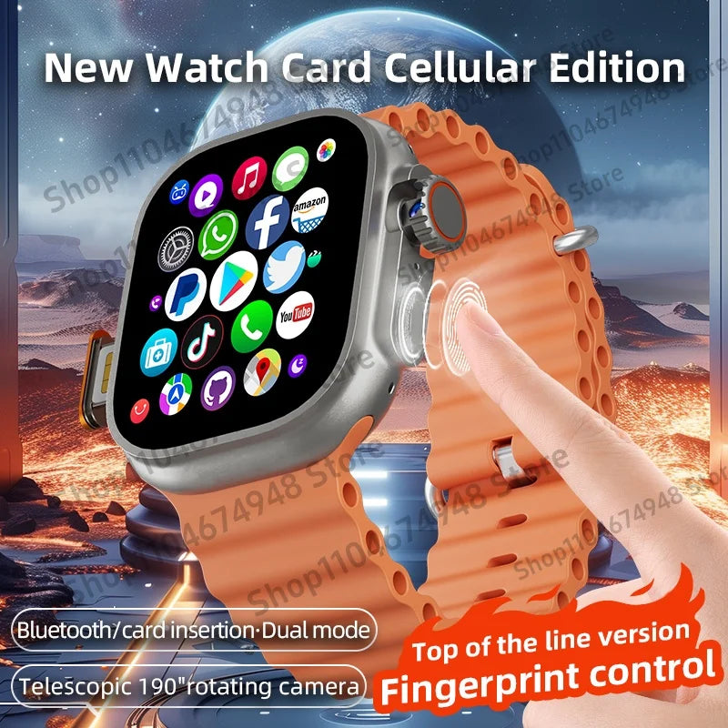 DW100 Pro Android 4G Smartwatch Fingerprint Unlock control 2.29inch Amoled Smart Watch 256GB Storage Free Download App WIFI GPS Oasis Select