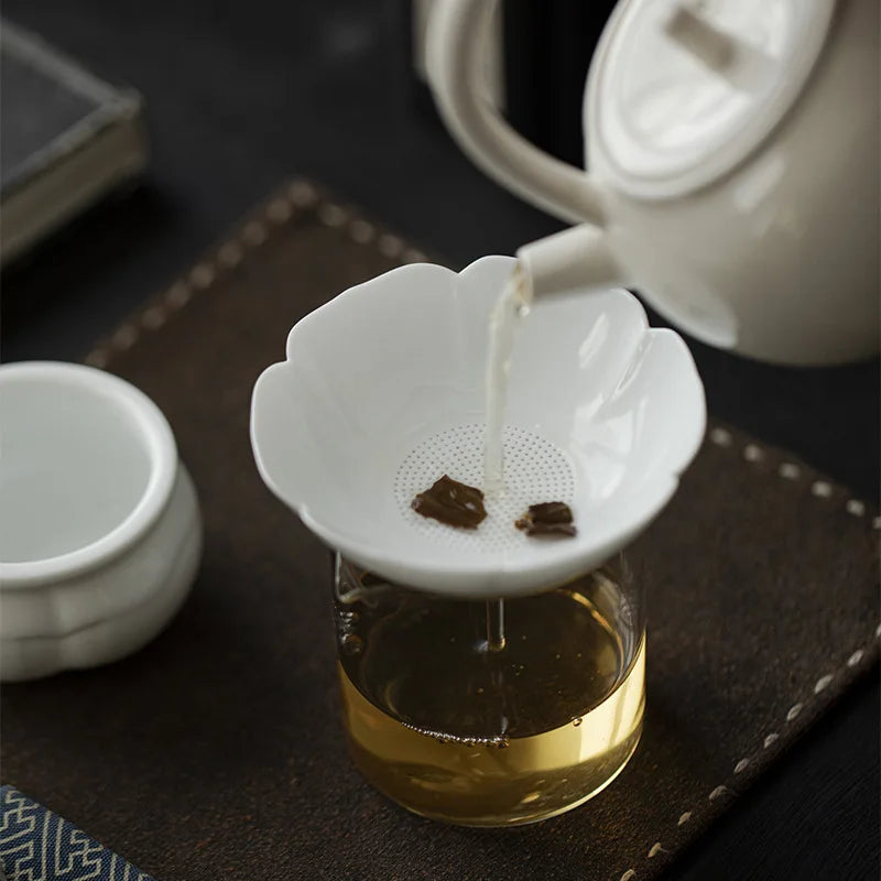 Ceramic Tea Strainer Kung Fu Tea Residue Filter Tea Jade Clay White Porcelain Tea Accessories Oasis Select