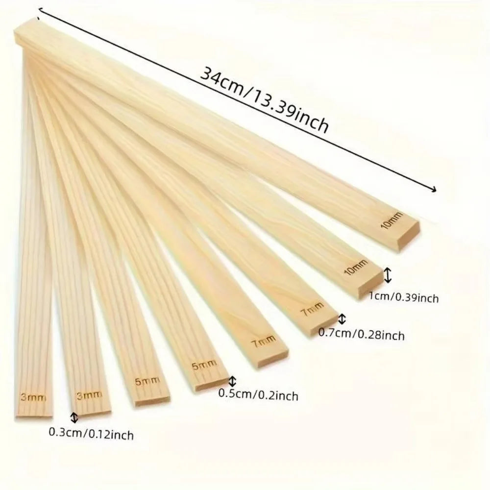 8pcs Wooden Slab Rolling Guides Set Thickness Strips Light Beige Rolling Pin Guides Smooth 3mm/5mm/7mm/10mm Clay Roller Rails Oasis Select