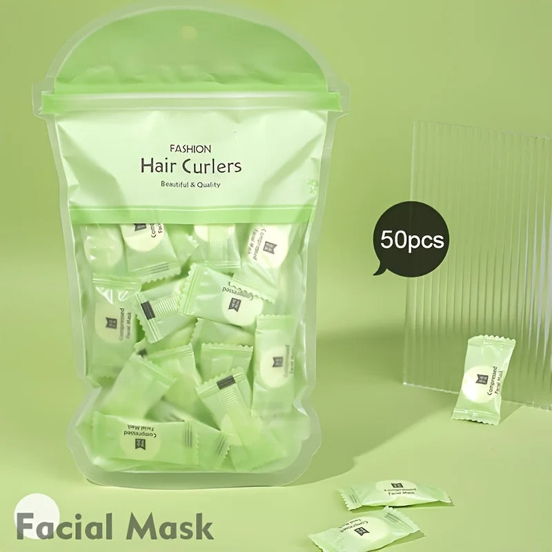50pcs Compression Facial Mask Paper, Non-woven Moisturizing Wet Compress Mask, Disposable Compressed Mask. Oasis Select