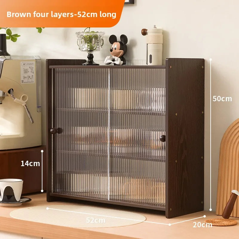 Dust cup holder, desktop water cup, teacup, tea set rack, coffee cup dining table, cup storage, side cabinet rack Oasis Select Z brown four layers