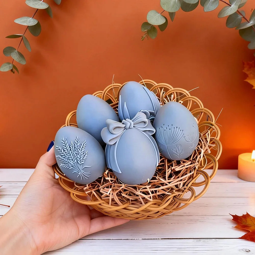 Easter Egg Candle Silicone Mold Three-dimensional Embossed Egg Diy Aromatherapy Plaster Handmade Soap Baking Mold Oasis Select