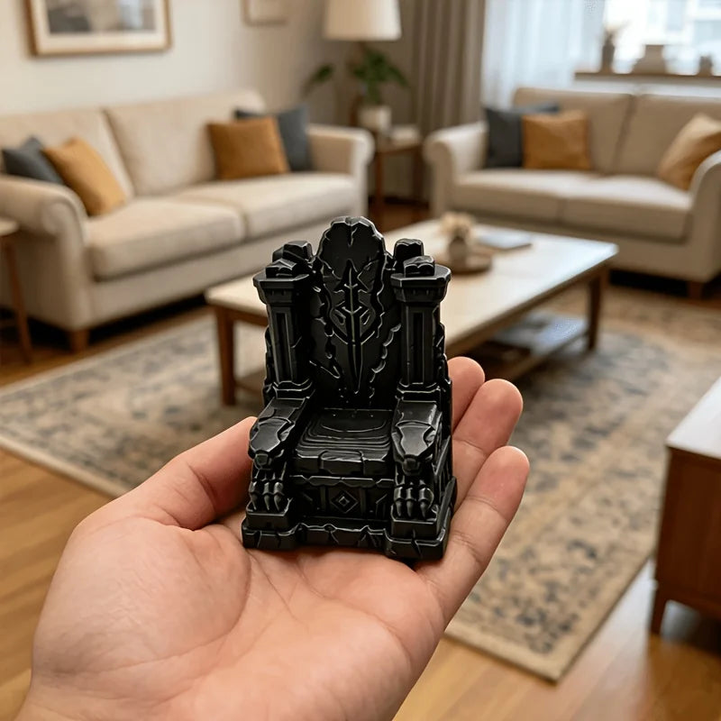 Gothic Mini Stone Throne Figurine 3D Printed Medieval Tabletop Game Chair Statue Throne Ornament Board Game Dollhouse Desk Decor Oasis Select