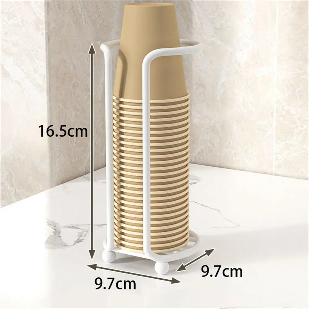 Disposable Cup Storage Holder Wooden Water Cups Dispenser Rack Shelf with Longer Stick Tableware Organizer for Restaurants Bar Oasis Select White-Style A