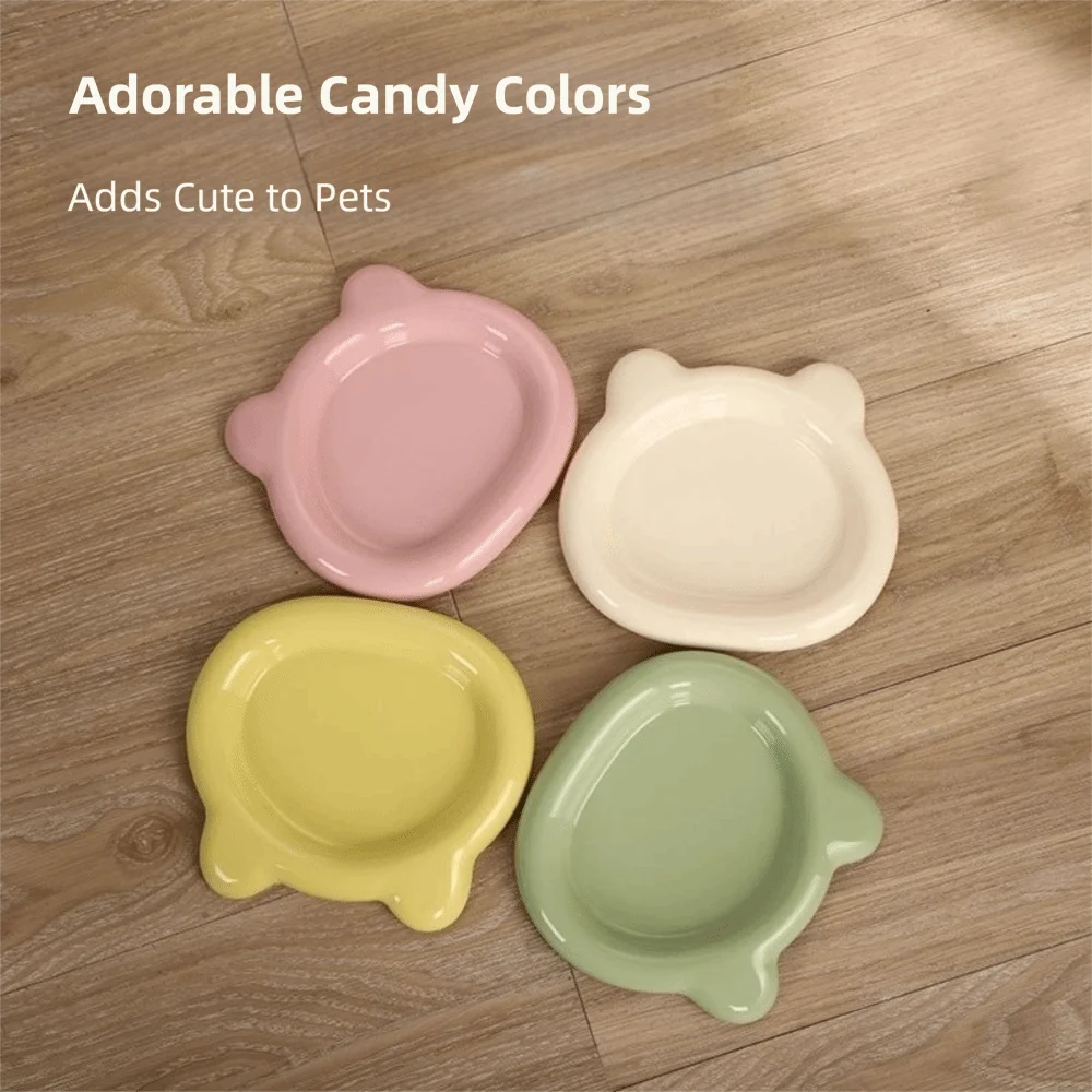Colorful Plastic PP Cat Bowls Little Bear Pastry Plate Kitten Bowl Ins Cute Pet Supplies for Puppy Cat Oasis Select