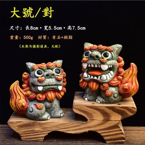 A Pair Of Chinese Lion Ornaments Cute Town House Little Lion Desk Lucky Prosperous Business Lucky Lion Oasis Select Large size