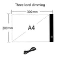 A3/A4/A5 Three Level Dimmable Led Light Pad Drawing Board Pad Tracing Light Box Eye Protection Easier for Diamond Painting Oasis Select A4