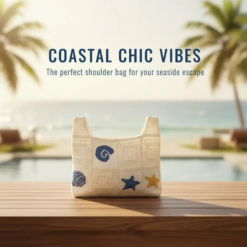 White Apricot Shell Woven Tote Bag – Women's Beach Purse