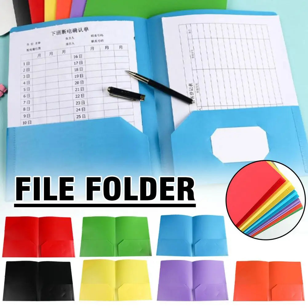 Plastic File Folder 2 Pockets & Business Card Slot – A4 Organizer