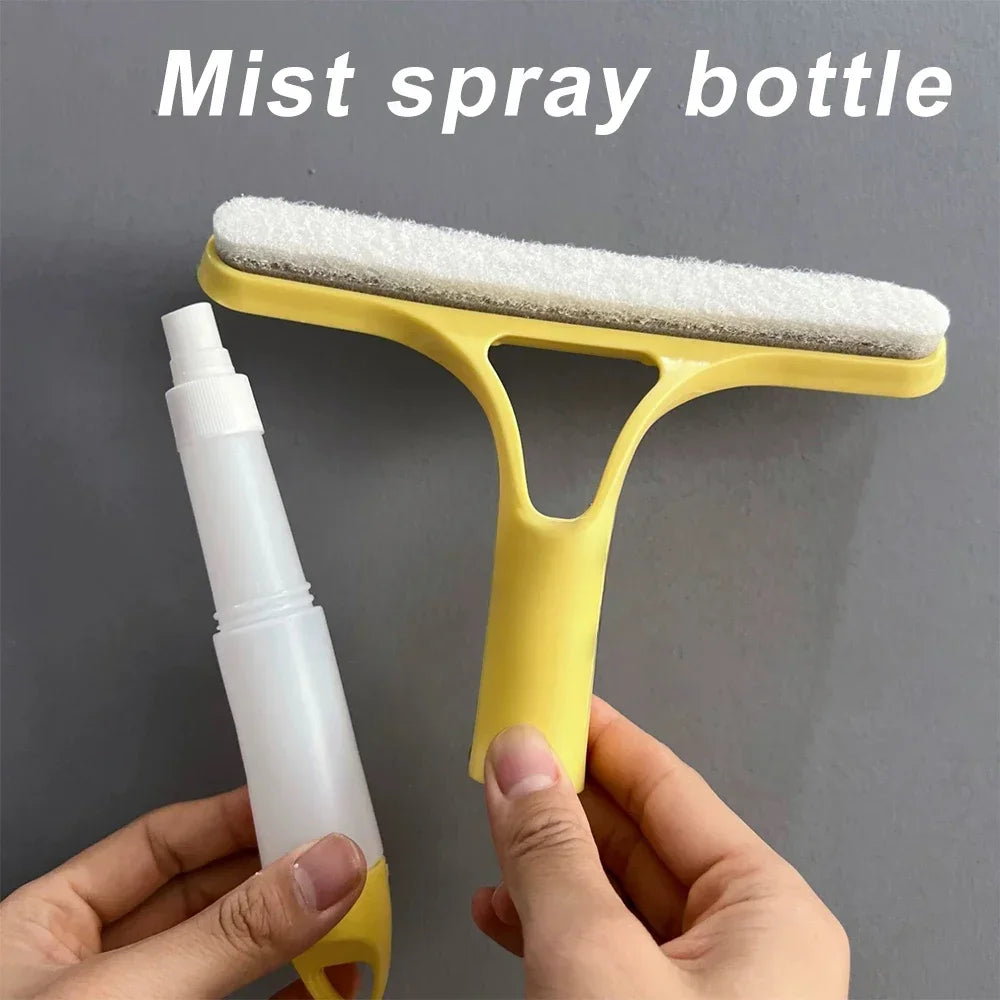 3 in 1 Window Cleaning Squeegee Multi Function Glass Mirror Wiper with Spray Bottle Microfiber Scrub Household Car Cleaner Tools Oasis Select