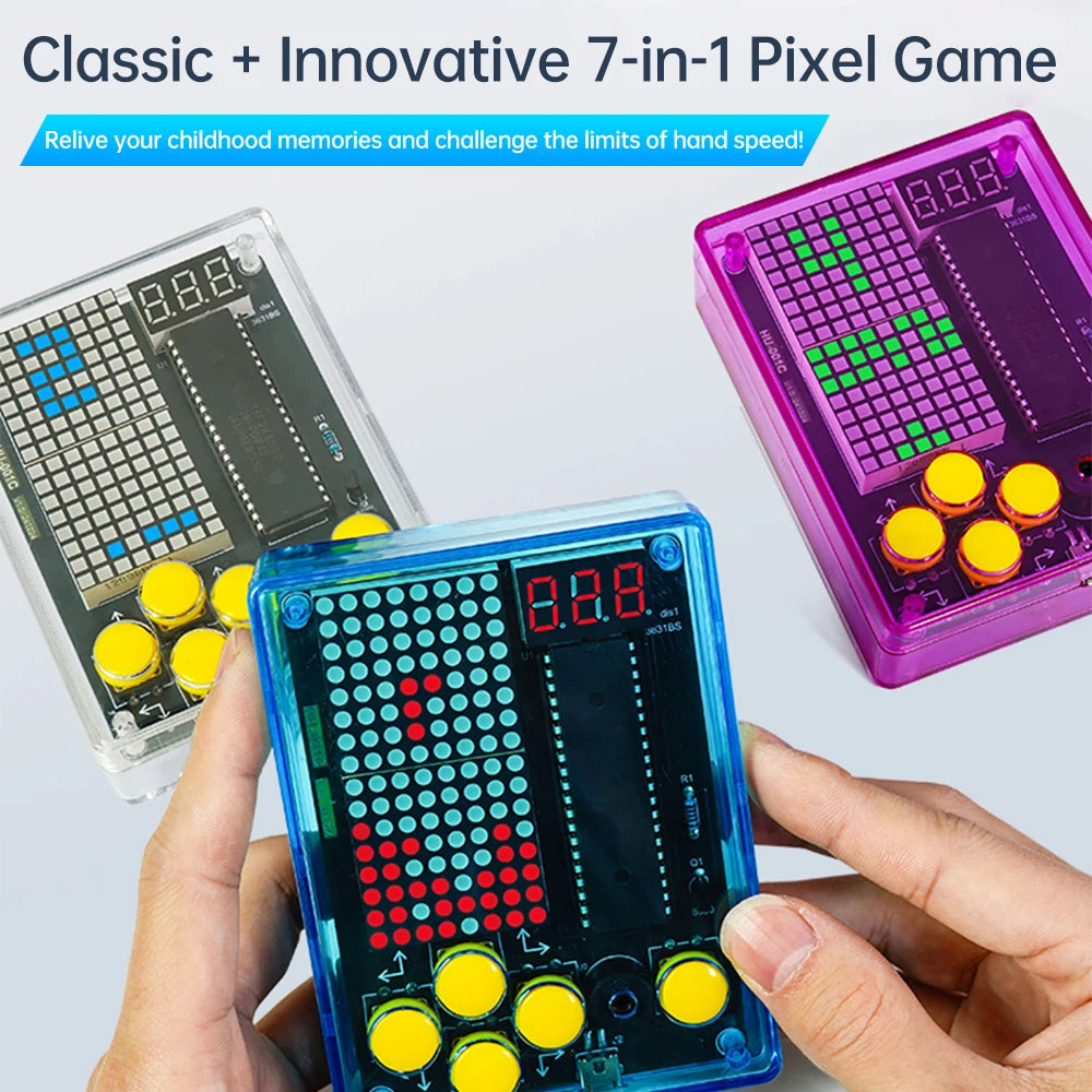 DIY Pixel Game Console Production Parts DIY Brazing Project Game Kit 51 Single Chip Game Console with Acrylic Shell USB Cable Oasis Select