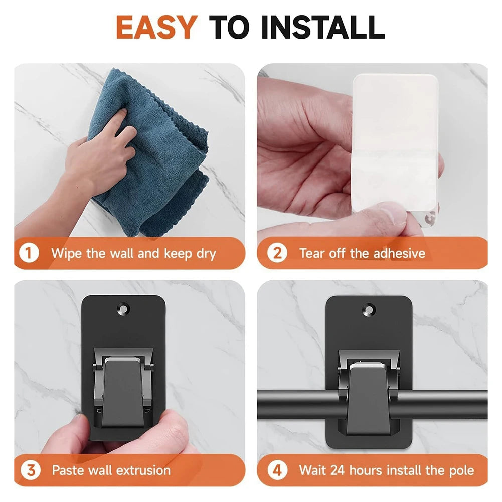 No-Drill Self-Adhesive Curtain Rod Brackets – 2 or 4 Pack