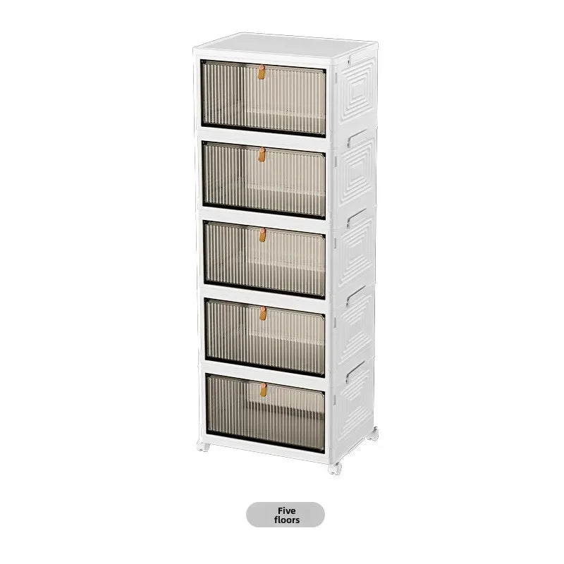 Transparent folding shoe box storage box installation-free artifact shoe rack dust-proof dormitory assembly plastic simple shoe Oasis Select White five layers