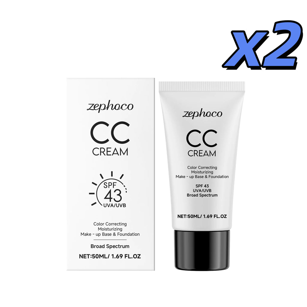 CC Cream Hydrating Foundation Liquid Spf43 Even Skin Tone Brightening Lightweight Moisturizer Long-Lasting Natural Finish Makeup Oasis Select 50ml X 2pcs
