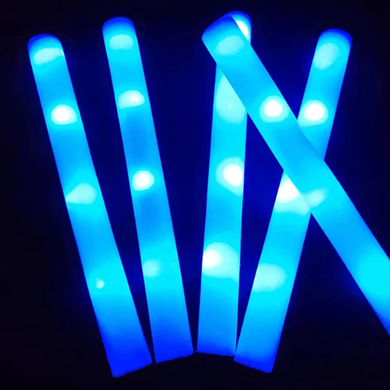6Pcs Colorful LED Glow Sticks RGB LED Glow Foam Stick Cheer Tube Dark Light Birthday Wedding Party Supplies Oasis Select Blue