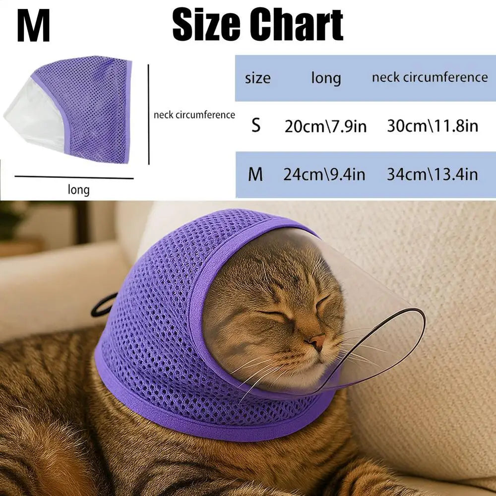 Pet Muzzle Cat Adjustable Drawstring Mouth Cover Prevent Biting Accidental Ingestion Mesh Breathable Comfortable Anti Stuffiness Oasis Select M Purple