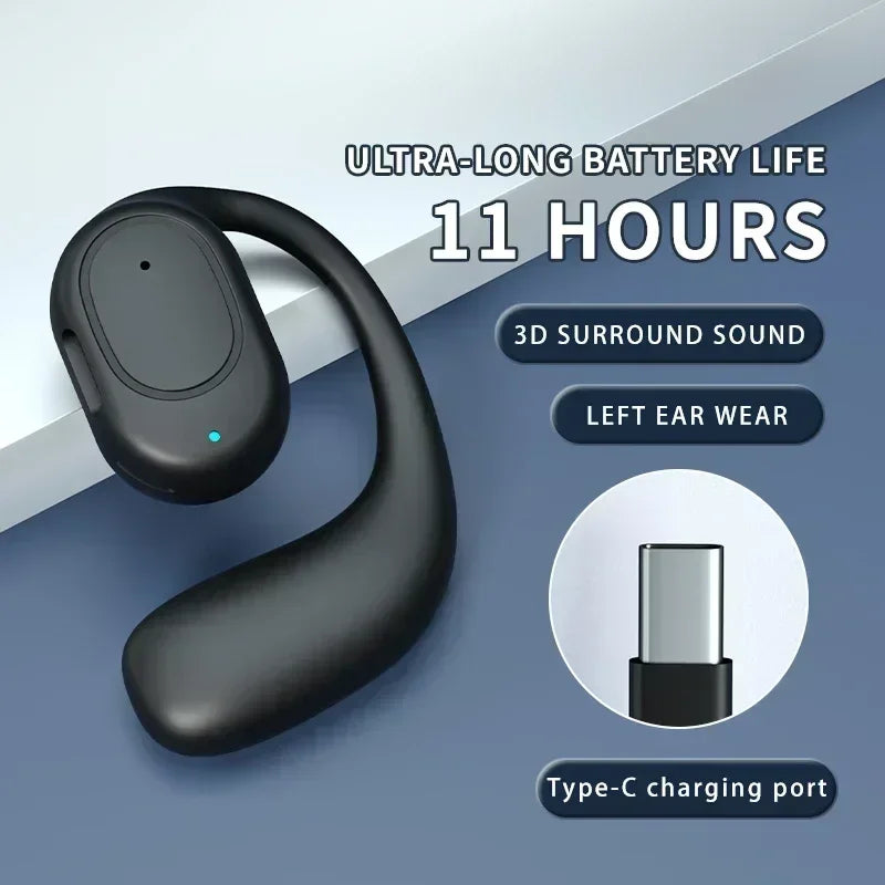 KY2 Single Wireless Earphones Air Conduction OWS Headphone HiFi Ear-Hook Music Sports Noise Cancel Headset For All Smartphones Oasis Select