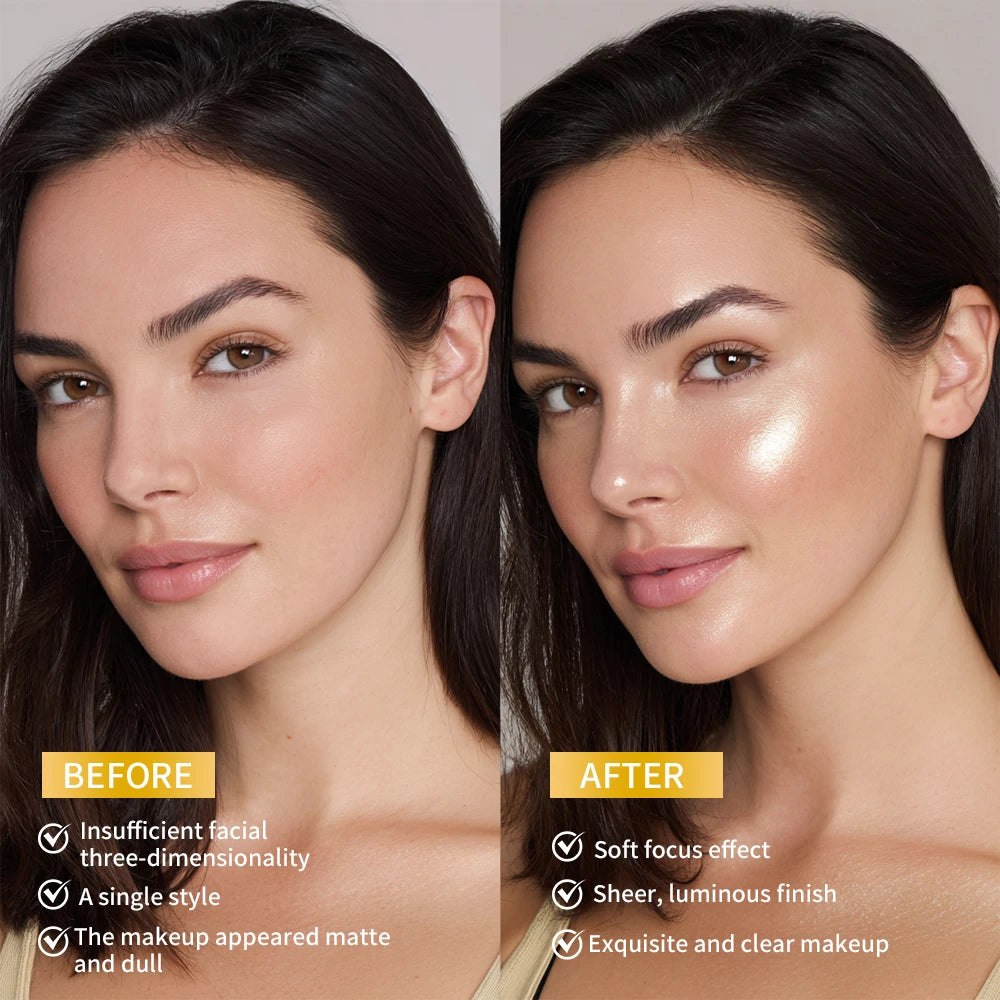 Baked Shimmer Highlighter Powder with Brush – 4 Shades Baked Highlighter Powder Oasis Select