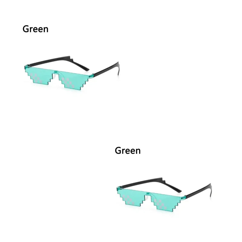 1/2/3pcs Mosaic Funny Party Glasses Festival Party Photo Props Anime Pixel Glasses Pixelated-Meme Decor Favor Funny Creative Oasis Select 2pcs Green