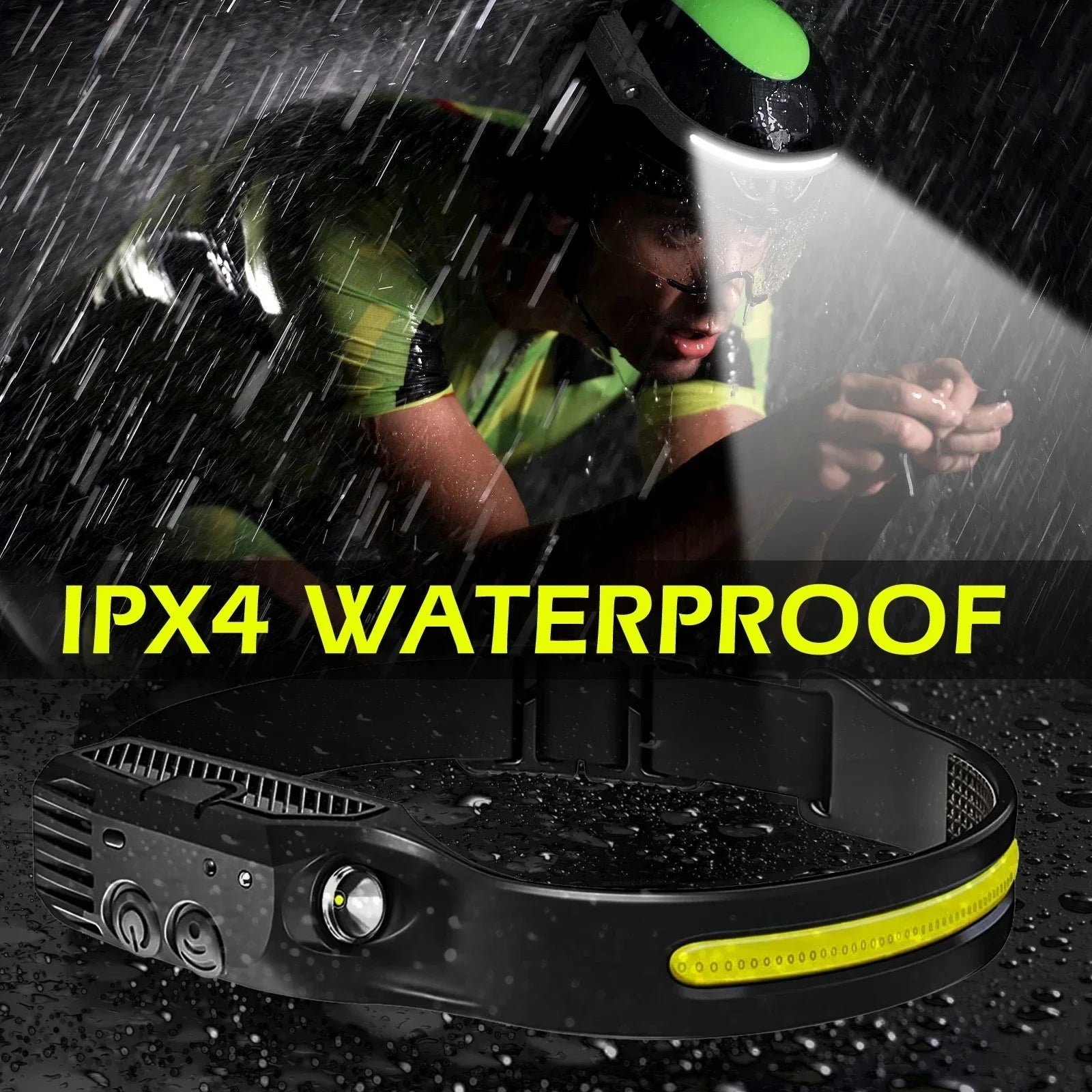USB Rechargeable LED COB Sensor Headlamp White Light Head Torch Work Lamp Outdoor Waterproof Camping Fishing Lantern Headlight Oasis Select