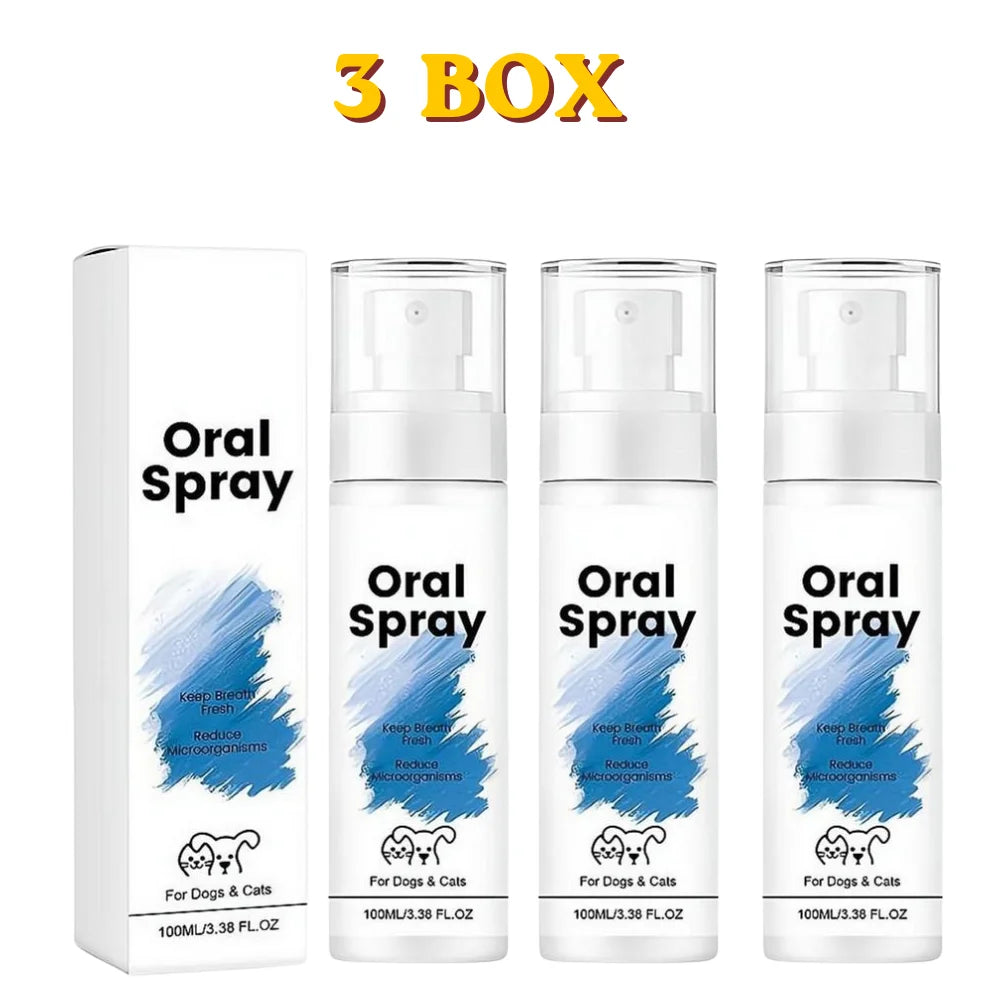 Professional Pet Breath Spray 1/2/3 BOX for Bad Breath Dog Cat Oral Hygiene Cleaner Fresh Scent Gum Protection Plaque Oasis Select A 3 BOX