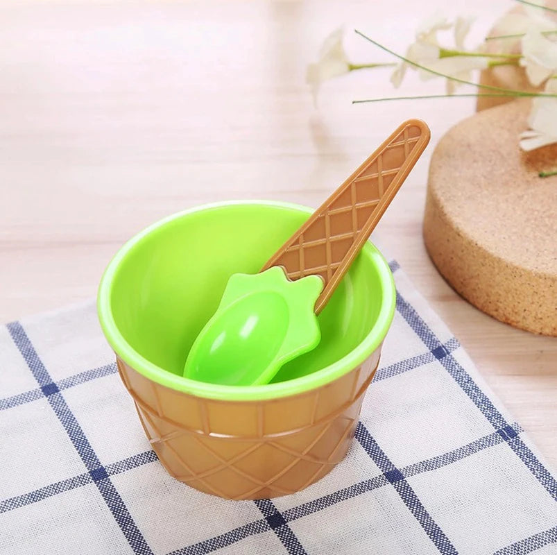 1Set New Kids Ice Cream Bowl Spoon Set Durable Children Gifts Lovely Dessert Bowl DIY Ice Cream Tools icecream bowl+spoon Oasis Select style C