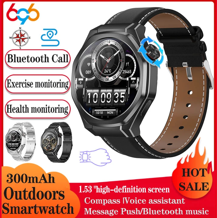 New Outdoors Smart Watch Men SOS GPS Compass BT Call Smartwatch Waterproof Message Push Sports Health Monitor Altitude Pressure Oasis Select