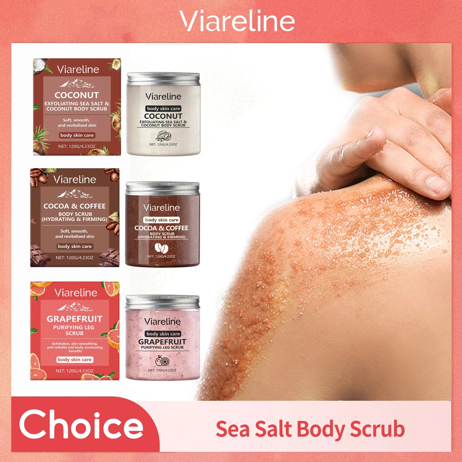 Sea Salt Body Scrub Exfoliating Deep Cleansing Remove Melanin Whiten Skin Shrink Pore Smooth Soft Nourish Coconut Coffee Scrub Oasis Select