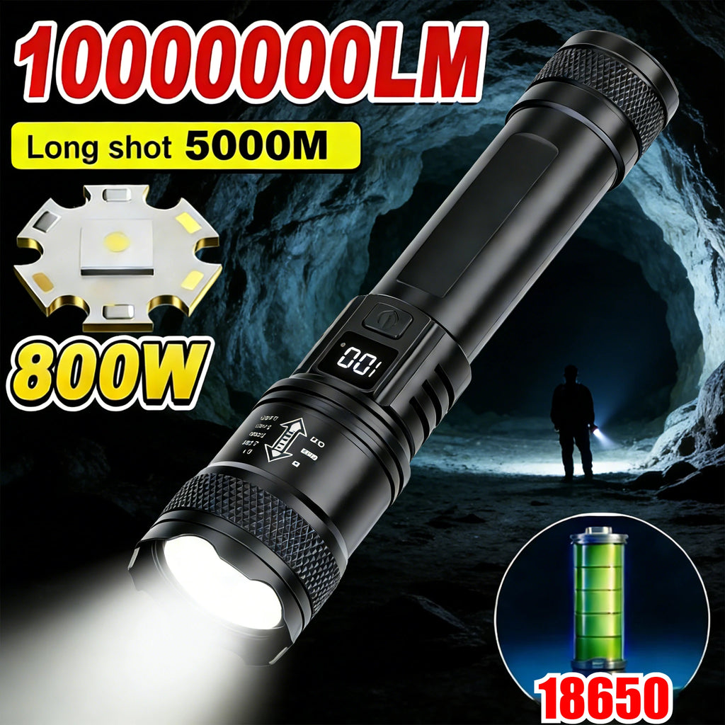 Tactical LED Flashlight 2000LM Zoomable USB Rechargeable Torch