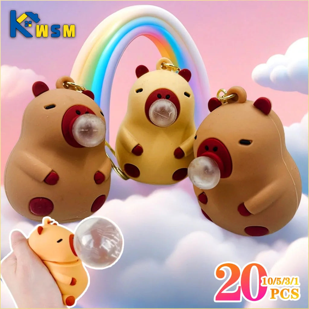 Capybara Squeeze Bubble Keychain – Cute Bag & Car Charm Gift