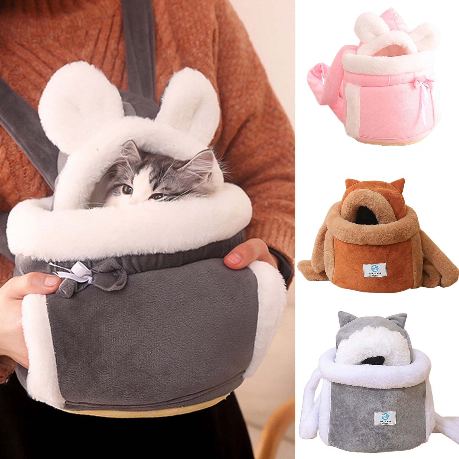 Cozy Plush Cat Carrier Backpack | Warm Travel Bag for Pets
