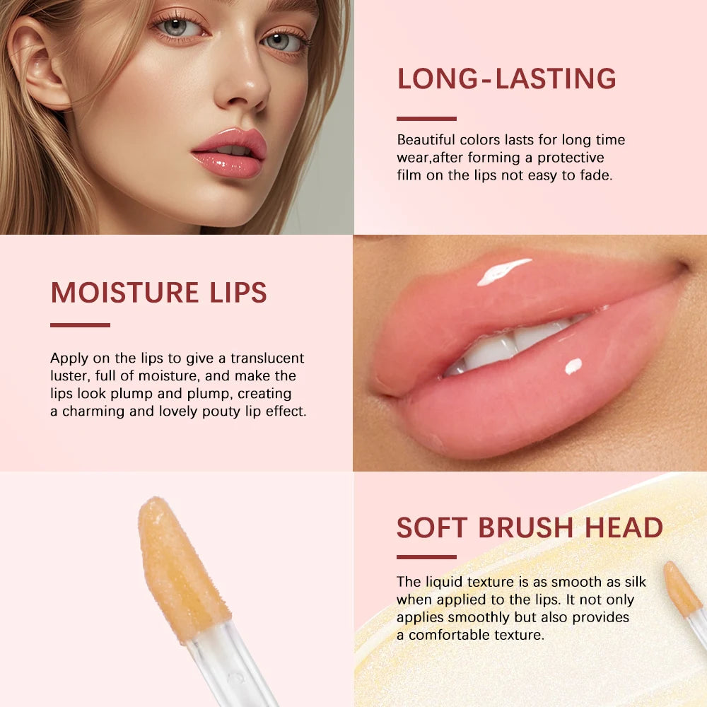 Moisturizing Lip Gloss Oil Nourishes Hydrates Glossy Lips Care Lipstick Plumping Exfoliating Pink Plumping Gloss Oil Makeup Oasis Select