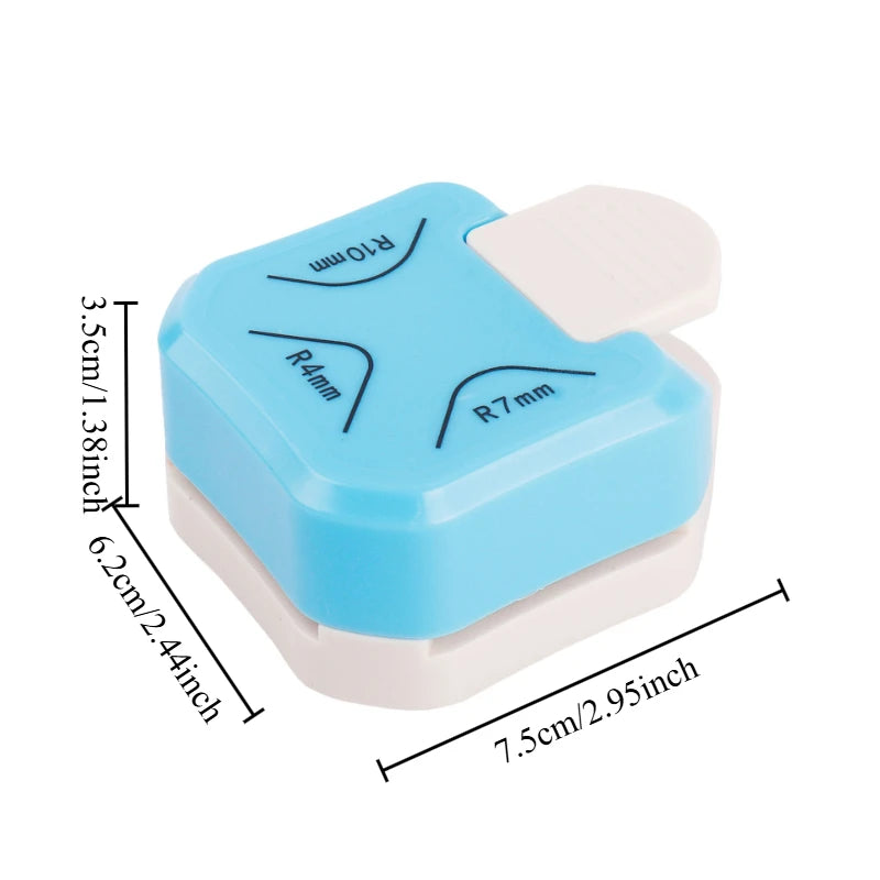 Three-in-One Paper Corner Rounder Handheld Round Cutter Embossing Trimmer for Photos Cards and Business Cards Oasis Select Blue