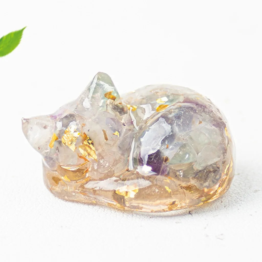 Shaped Decoration Compact Sleeping Figurine Resin Statue Modern Animal Decorative Figurine For Bedroom Study Home Oasis Select Clear Light PurGreen
