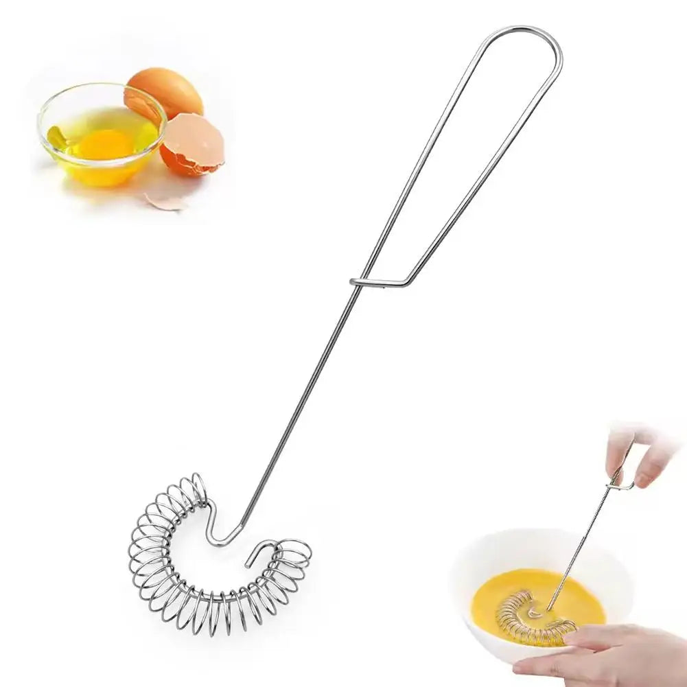 Handheld Manual Egg Beater – Stainless Steel Spring Whisk