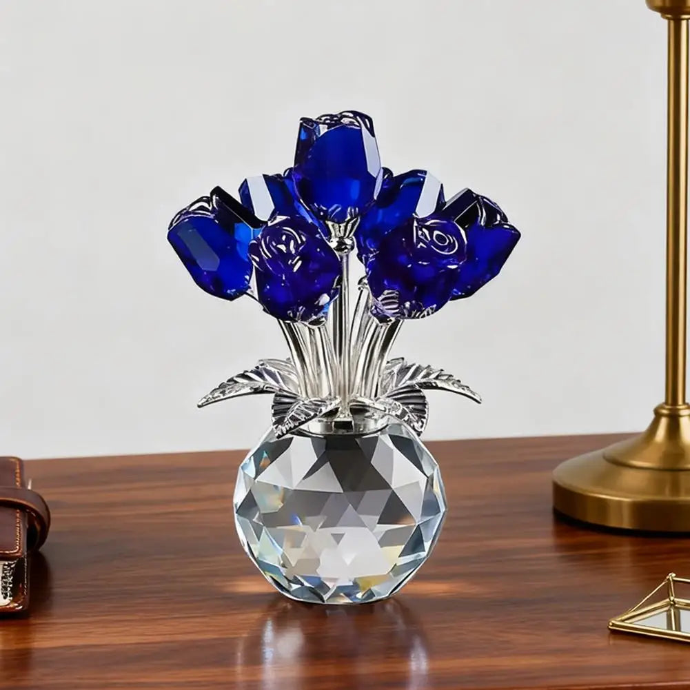 Crystal Rose with Vase – Romantic Valentine's Gift & Decor