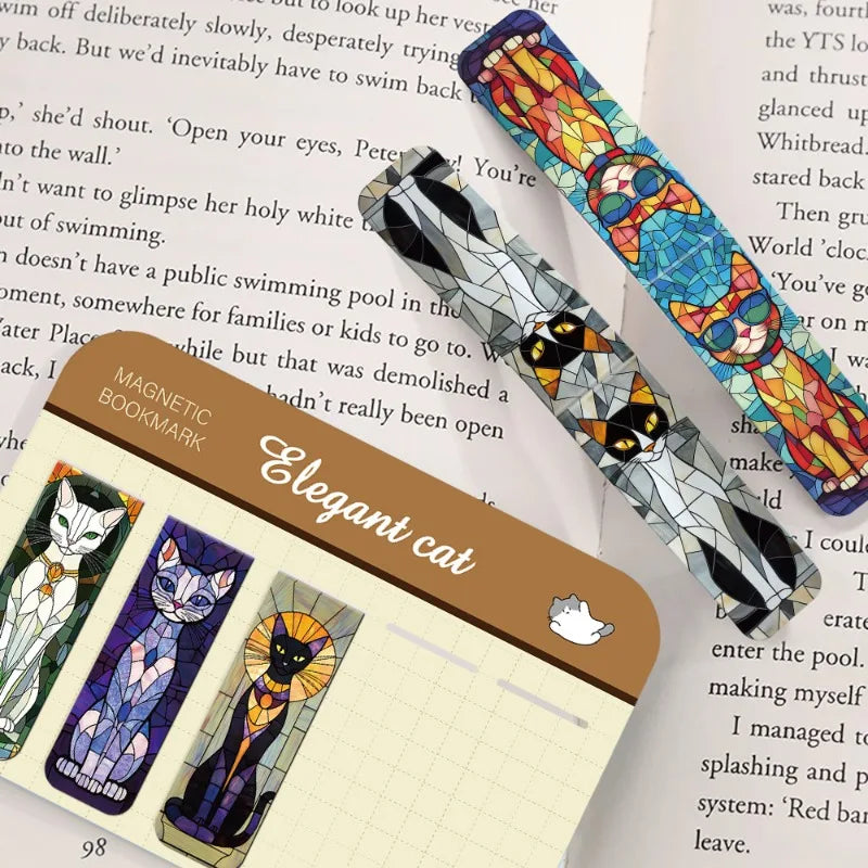5pcs Cartoon Cat Magnetic Bookmarks Set Colorful Artistic Page Markers for Book Lovers Students & Reading Enthusiasts Oasis Select