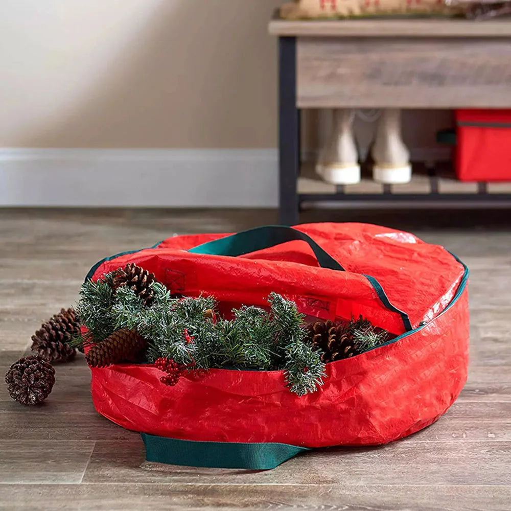 Round Christmas Wreath Storage Bag – Waterproof with Handle