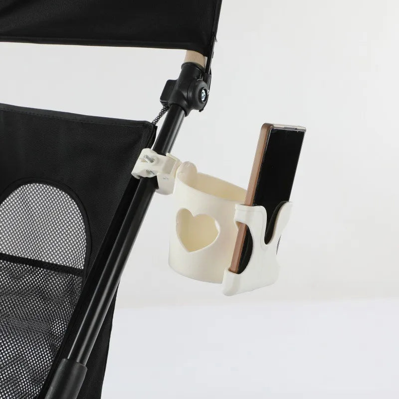 2-in-1 Baby Stroller Cup Holder Phone Holder Multifunctional Universal Infant Bottle Holder Stroller Accessories Cup Holder Oasis Select white