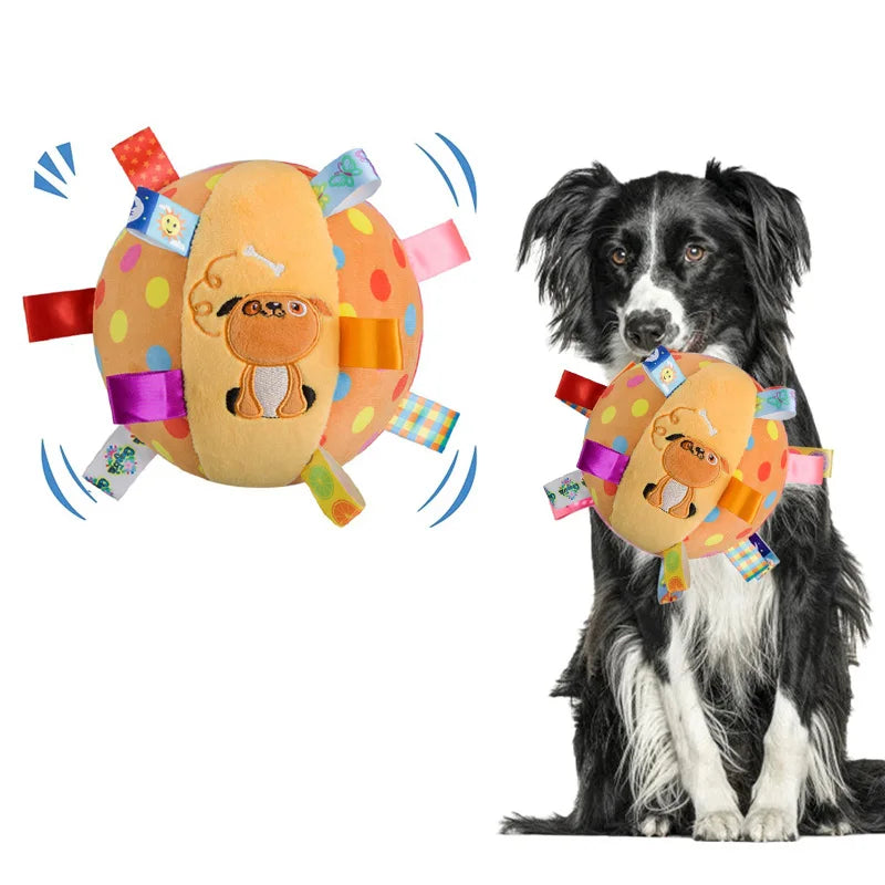 Interactive Ball Dog Toy for Aggressive Chewers Training Decompress Bite Resistant Plush Handle Dog Toys with Bells Pet Supplies Oasis Select