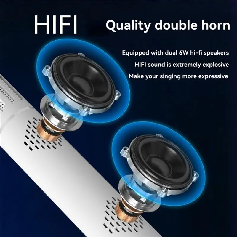 LIKE WISH Microphone Bluetooth Microphone Portable Hand-Held Colorful Light Home KTV Karaoke White Oasis Select