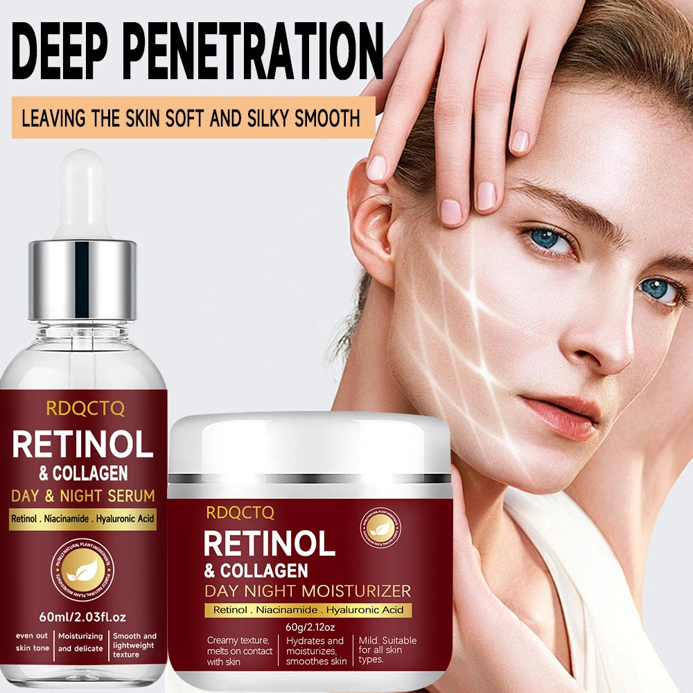 Retinol Collagen Day Night Essence & Cream 2-Pack | Niacinamide & Hyaluronic Acid Formula | Gentle Lightweight Texture for Even- Oasis Select