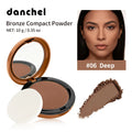 Bronze Compact Powder Long-Lasting Smooth Matte Bronze Finish Natural Brightening Conceal Flaw Even Skin Tone Powder With Mirror Oasis Select Deep