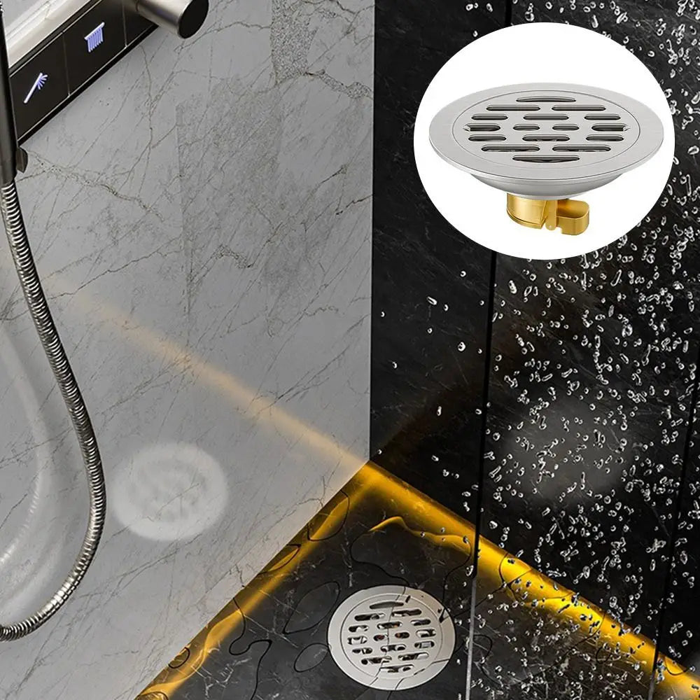 With Grid Grate Cover Shower Floor Drain 304 Stainless Steel Round Sink Strainer Anti-odor Backflow Preventer Sewer Drain Filter Oasis Select