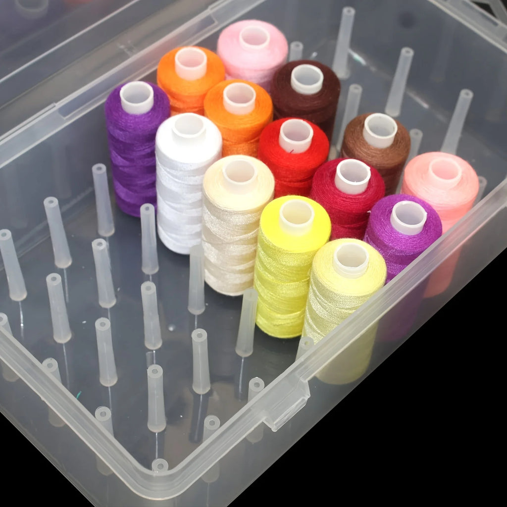 Clear Plastic Sewing Thread Storage Box With 42 Slots Craft Spool Holder For Embroidery Quilting Supplies Fridge Container Oasis Select